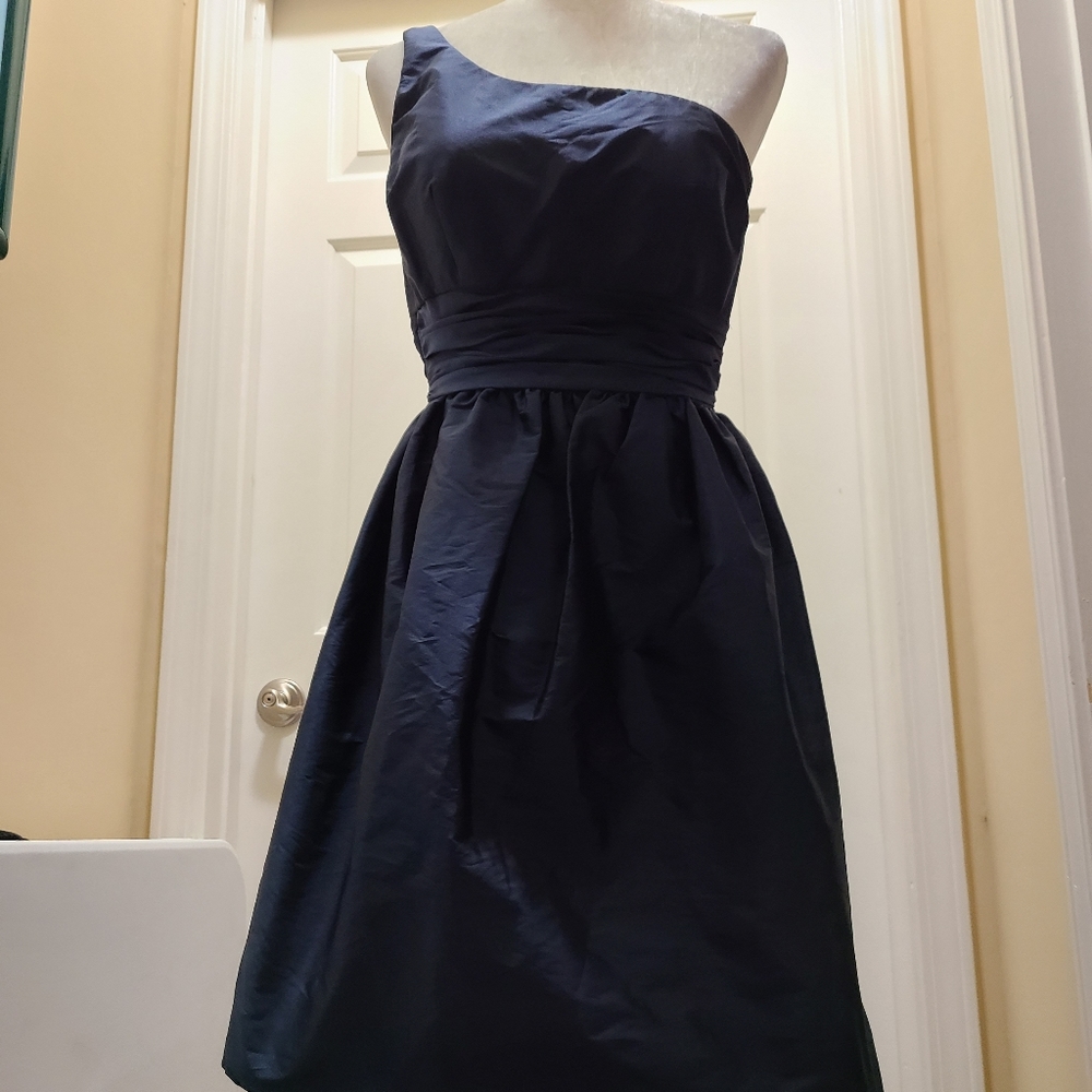 Eliza J formal dark blue one sleeve dress